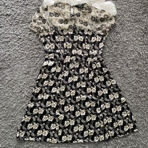 Floral Black and Cream Dress